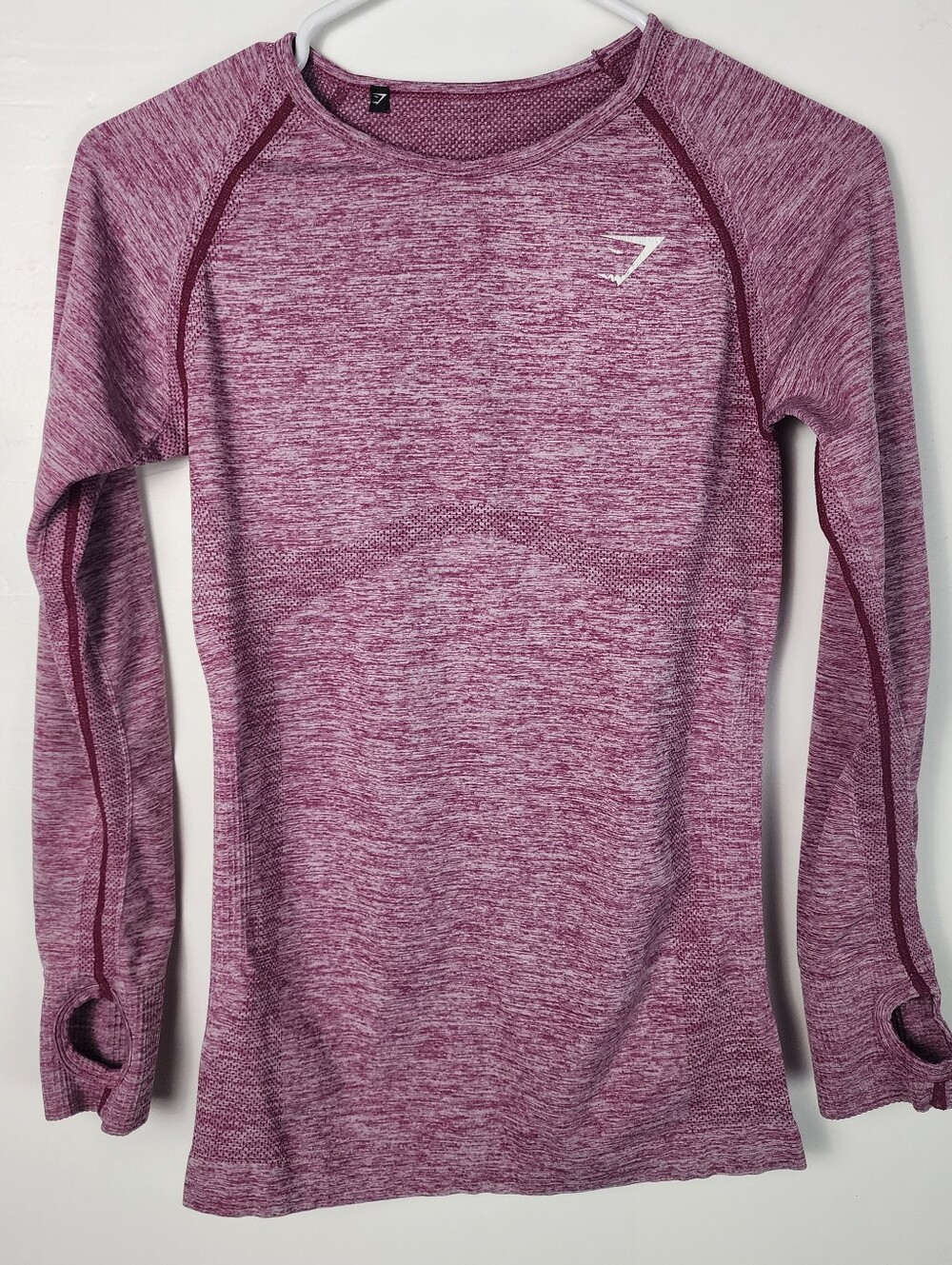 Gymshark Seamless Long Sleeve Top in Heather Berry Sz Medium Athletic Top